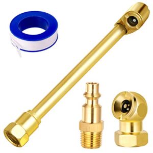 2 Way Connection Heavy Duty Air Chuck Set-1/4 Inch Female NPT Closed Ball tire Chuck, Dual Head Air Chuck and Standard Male Quick Plug, Tire Air Fill Kit for Tire Inflator Gauge and Air Compressor