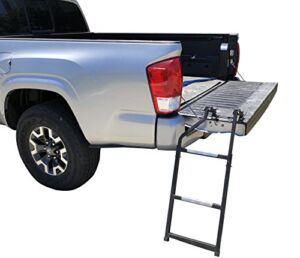 Beech Lane Pickup Truck Tailgate Ladder – Universal Fit, Stainless Steel Self Drilling Hex Screws for Easy Install, Durable Aluminum Step Grip Plates, and Sturdy Rubber Ladder Feet