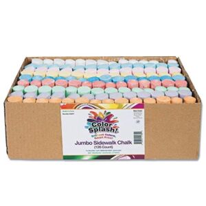 S&S Worldwide Giant Box of Jumbo Sidewalk Chalk, 126 Pieces, 9 Colors – Bulk Set Color Splash Outdoor Colored Chalk for Kids and Toddlers Ages 3+, Non-Toxic