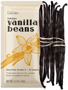 10 Tahitian Vanilla Beans Grade A+ – Fresh Vanilla Bean Pods 5″ – 7″ long, Caviar Rich & Flavorful Vanilla Beans for making Vanilla Extract, Baking & Cooking & by Gya Labs