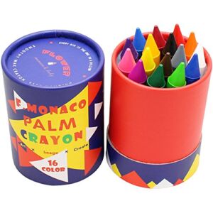 Lebze Jumbo Crayons for Toddlers, 16 Colors Non Toxic Crayons, Easy to Hold Large Crayons for Kids, Safe for Babies and Children Flower Monaco