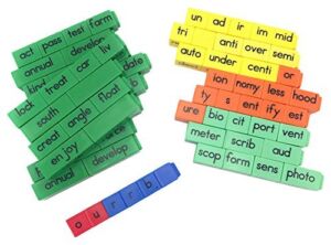 hand2mind Reading Rods Prefix, Suffix and Root Words, Build a Word with Linking Cubes, Early Readers, Reading Manipulatives, Montessori Alphabet, 1st Grade Reading, Homeschool Supplies (Set of 107)