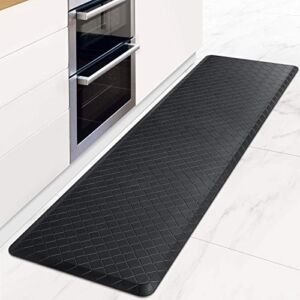 HappyTrends Kitchen Mat Cushioned Anti-Fatigue Floor Mat,17.3″x60″,Thick Waterproof Non-Slip Kitchen Mats and Rugs Heavy Duty Ergonomic Comfort Rug for Kitchen,Floor,Office,Sink,Laundry,Black