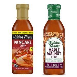 Walden Farms Variety Pack Syrups, 12 oz, 0g Net Carbs Keto Friendly, Non-Dairy, No Gluten, Sugar Free, Sweet and Delicious Flavor for Pancakes, Waffles, French Toast, Maple Walnut and Pancake Syrup