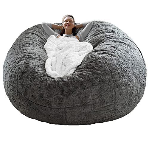 RAINBEAN Bean Bag Chair Cover(it was only a Cover, not a Full Bean Bag) Chair Cushion, Big Round Soft Fluffy PV Velvet Sofa Bed Cover, Living Room Furniture, Lazy Sofa Bed Cover,5ft Dark Grey | The Storepaperoomates Retail Market - Fast Affordable Shopping