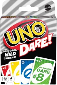 UNO DARE Card Game with 112 Cards, Matching and Wild Dare Twists, Game Night Gift for Family and Kids