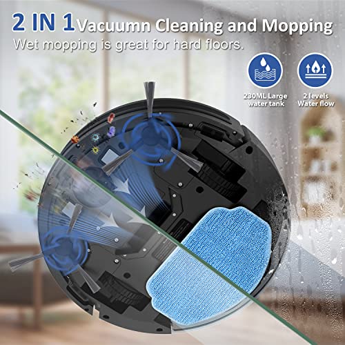 Robot Vacuum and Mop Combo, WiFi/App/Alexa, Robotic Vacuum Cleaner with Schedule, 2 in 1 Mopping Robot Vacuum with Watertank and Dustbin, Self-Charging, Slim, Ideal for Hard Floor, Pet Hair, Carpet | The Storepaperoomates Retail Market - Fast Affordable Shopping