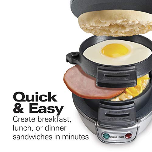 Hamilton Beach Breakfast Sandwich Maker with Egg Cooker Ring, Customize Ingredients, Perfect for English Muffins, Croissants, Mini Waffles, Single, Silver | The Storepaperoomates Retail Market - Fast Affordable Shopping