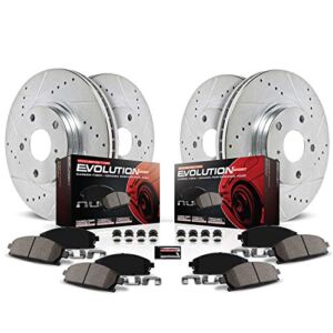 Power Stop K7574 Front and Rear Z23 Carbon Fiber Brake Pads with Drilled & Slotted Brake Rotors Kit