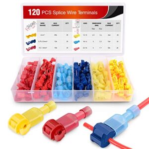 Nilight – 50004R 120 Pcs/60 Pairs Quick Splice Wire Terminals T-Tap Self-stripping with Nylon Fully Insulated Male Quick Disconnects Kit, 2 Years Warranty