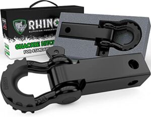 Rhino USA Shackle Hitch Receiver (Fits 2″ Receivers) Best Towing Accessories for Trucks, Jeep, Toyota & More – Connect Your Rhino Tow Strap for Vehicle Recovery, Mounts to 2″ Receiver Hitches