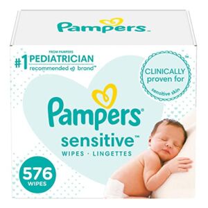 Baby Wipes, Pampers Sensitive Water Based Baby Diaper Wipes, Hypoallergenic and Unscented, 8 Refill Packs (Tub Not Included), 72 each, Pack of 8 (Packaging May Vary)