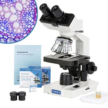 OMAX 40X-2000X LED Binocular Compound Lab Microscope w/ Double Layer Mechanical Stage + Blank Slides, Cover Slips, & Lens Cleaning Paper, M82ES-SC100-LP100 | The Storepaperoomates Retail Market - Fast Affordable Shopping