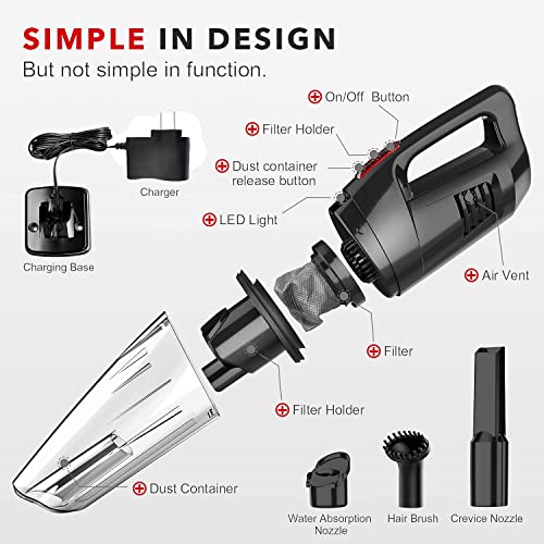 Whall Handheld Vacuum Cordless, Hand Vacuum Cleaner 8500PA Suction,Cordless Hand Vacuum with LED Light, Car Vacuum Cordless, Dry/Wet Hand Held Vacuum Rechargeable,Portable Vacuum | The Storepaperoomates Retail Market - Fast Affordable Shopping