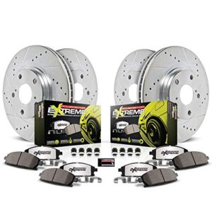 Power Stop K2853-26 Front and Rear Z26 Carbon Fiber Brake Pads with Drilled & Slotted Brake Rotors Kit