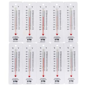 LEARNING ADVANTAGE Student Thermometers – Set of 10 – Dual-Scale – Mercury-Free – Easy To Read, Thermometers for Indoor Science and Classroom Use
