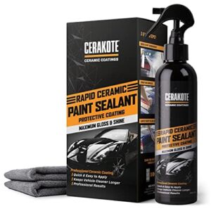 CERAKOTE Rapid Ceramic Paint Sealant Kit (8oz Bottle)– Maximum Gloss & Shine – Extremely Hydrophobic – Unmatched Slickness – Repels Road Grime – Long Lasting – Quick & Easy Application – Professional Results