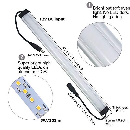 Litever Extra Under Cabinet Lighting Bars,12VDC, 5000K Daylight White, with Mounting Clips, Screws, Self-adhesive Pads. Compatible with Litever LL-008 Series ONLY-[2-Pack-5000K] | The Storepaperoomates Retail Market - Fast Affordable Shopping