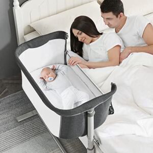 SYCYH Baby Bassinet Bedside Sleeper Easy to Assemble Portable Co-Sleep Bedside Crib for Newborn Infant, Two-Side Safe Breathable Mesh Design