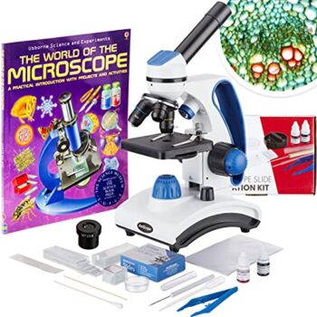 AmScope M162C-2L-PB10-WM-SP14-50P100S 40X-1000X Beginners Microscope Kit for Kids & Students w/Complete Science Accessory Kit + World of The Microscope Book | The Storepaperoomates Retail Market - Fast Affordable Shopping