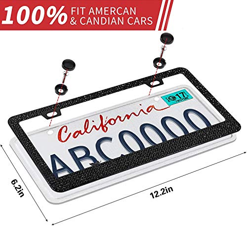 Bling License Plate Frame for Women, 1PCS Sparkly License Plate Frames| Over 1200 pcs 14 Facets Bedazzled Clear Glass Diamond Rhinestone Crystals w/Free Glitter Diamond Box (Black) | The Storepaperoomates Retail Market - Fast Affordable Shopping