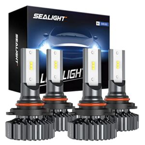 SEALIGHT 9005/HB3 9006/HB4 LED Bulbs Combo, Super Bright Cool White, Plug and Play, Pack of 4