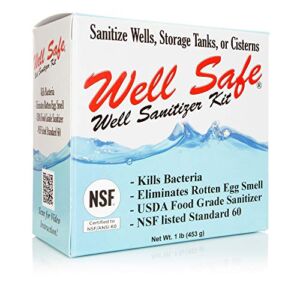 Well Safe Well Sanitizer Kit – Water Purification for Wells, Storage Tanks & Cisterns – Improves Well Water Smell and Taste – Easy to Use – USDA Food Grade Sanitizer and Well Water Treatment