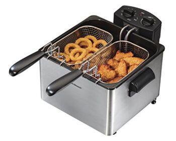 Hamilton Beach Deep Fryer with 2 Frying Baskets, 19 Cups / 4.5 Liters Oil Capacity, Lid with View Window, Professional Grade, Electric, 1800 Watts, Stainless Steel (35036) | The Storepaperoomates Retail Market - Fast Affordable Shopping
