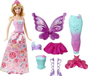 Barbie Doll and Fairytale Dress-Up Set, Barbie Clothes and Accessories for Royal, Mermaid and Fairy Characters​​ ​​​