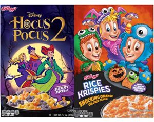 Hocus Pocus 2 12 oz Berry Brew and Rice Krispies Shocking Orange Halloween colored Cereal