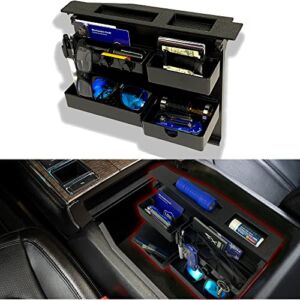 MX Auto Center Console Organizer| Compatible with Ford Trucks & SUVs – Accessories for F150, F250, F350, Raptor, Expedition|2015, 16, 17, 18, 19, 20, 21| Must-Have Bucket Seats|SEE COMPATIBILITY BELOW