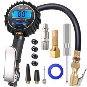 AstroAI Digital Tire Inflator with Pressure Gauge, 250 PSI Air Chuck and Compressor Accessories Heavy Duty with Rubber Hose and Quick Connect Coupler Car Accessories for 0.1 Display Resolution
