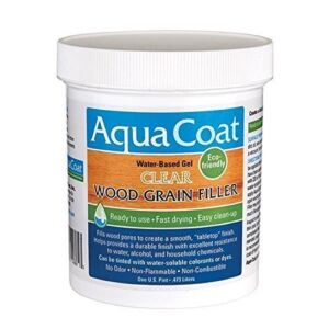 Aqua Coat, Best Wood Grain Filler. Clear Gel, Water based, Low Odor, Fast Drying, Non Toxic, Environmentally Safe. Pint.