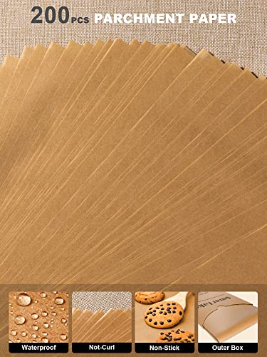 SMARTAKE 200 Pcs Parchment Paper Baking Sheets, 12×16 Inches Non-Stick Precut Baking Parchment, Perfect for Baking Grilling Air Fryer Steaming Bread Cup Cake Cookie and More (Unbleached) | The Storepaperoomates Retail Market - Fast Affordable Shopping