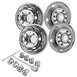 Mophorn Polished 19.5″ 10 Lug Wheel Simulators Stainless Steel Bolt Kit Hubcap Kit Fit for 2005-2020 Ford F450/F550 2WD Trunk Dually Wheel Cover Set