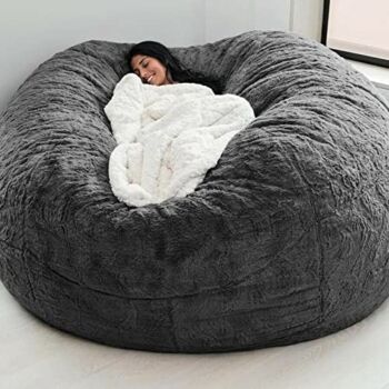 FAFAD Bean Bag Chairs, Giant Bean Bag Chair for Adults, 6ft Big Bean Bag Cover Comfy Bean Bag Bed (No Filler, Cover only) Fluffy Lazy Sofa (Dark Grey), 6ft(150*75cm) | The Storepaperoomates Retail Market - Fast Affordable Shopping