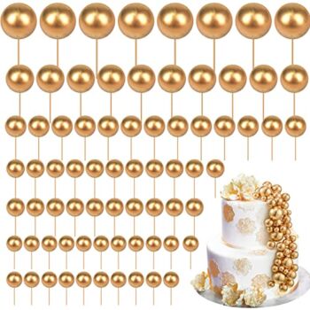 108 Pcs Gold Balls Cake Topper Mini Balloons Cake Toppers Foam Ball Cake Decorations Balloon Cake Topper Ball Shaped Cake Insert Topper for Birthday Party Baby Shower Decor, 5 Size (Gold) | The Storepaperoomates Retail Market - Fast Affordable Shopping