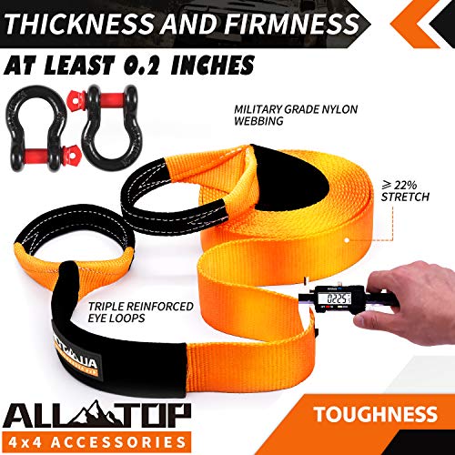ALL-TOP Nylon Heavy Duty Tow Strap Recovery Strap Kit : 3 inch x 30 ft (35,000 lbs) 100% Nylon and 22% Elongation Snatch Strap + 3/4 Heavy Duty D Ring Shackles (2pcs) + Storage Bag | The Storepaperoomates Retail Market - Fast Affordable Shopping