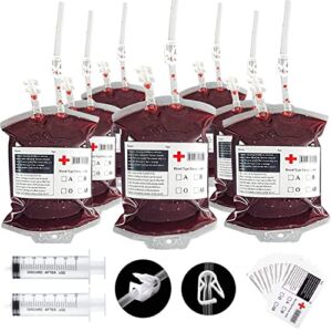 YIDAETILI Blood Bags for Drinks, Iv Bags for Drinks， Reusable Halloween Drink Pouches Set of 20, Nurse Graduation Parties Drink Pouches Decor, Reusable Vampire Drinking Supplies（With 20pcs Reusable Drink Pouches + 20 Labels +20 Clips + 2 Syringe）