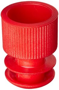 Globe Scientific 118127R Polyethylene Flange Plug Cap for Test Tubes, 12mm Size, Red (Pack of 1000)