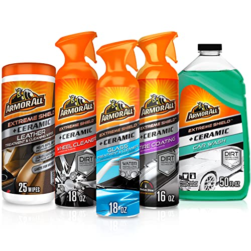 Armor All Complete Ceramic Exterior Car Cleaner Car Care Kit, Keeps Car Fresh and New, Includes-Leather Cleaning Wipes, Tire Coating Spray, Wheel Cleaner, Car Wash and Glass Cleaner, 5 Count | The Storepaperoomates Retail Market - Fast Affordable Shopping