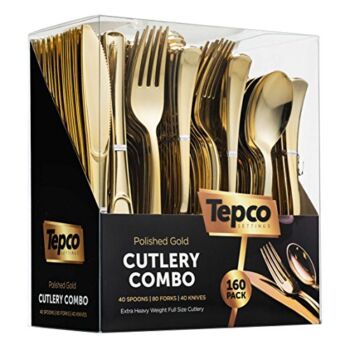 160 Plastic Silverware Set – Plastic Cutlery Set – Disposable Flatware – 80 Plastic Forks, 40 Plastic Spoons, 40 Cutlery Knives Heavy Duty Silverware for Party Bulk Pack (Gold) | The Storepaperoomates Retail Market - Fast Affordable Shopping