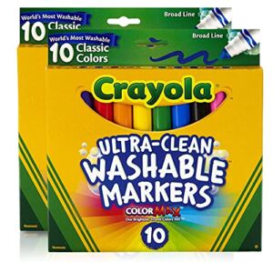 Crayola Ultraclean Broadline Classic Washable Markers (10 Count), (Pack of 2)