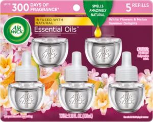 Air Wick plug in Scented Oil, 5 Refills, Summer Delights, (5×0.67oz), Essential Oils, Air Freshener, Packaging May Vary