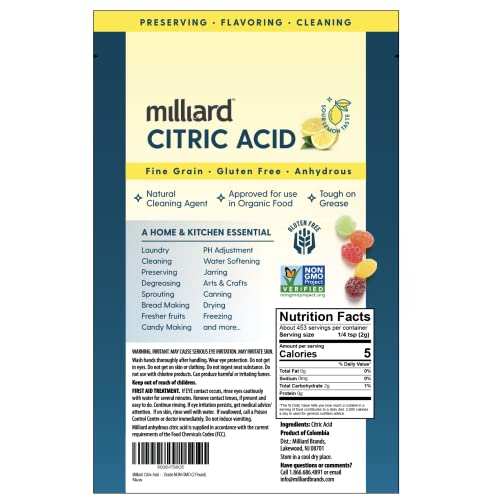 Milliard Citric Acid 2 Pound – 100% Pure Food Grade Non-GMO Project Verified (2 Pound) | The Storepaperoomates Retail Market - Fast Affordable Shopping