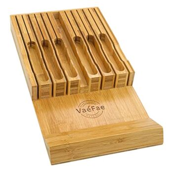 In-Drawer Knife Block, Bamboo Knife Drawer Organizer Insert, Kitchen Knife Holder Drawer for 12 Knives PLUS a Slot for your Knife Sharpener (Without Knives) | The Storepaperoomates Retail Market - Fast Affordable Shopping