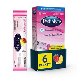 Pedialyte Electrolyte Powder Packets, Strawberry Lemonade, Hydration Drink, 6 Single-Serving Powder Packets
