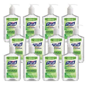 Purell NATURALS Advanced Hand Sanitizer Gel, with Skin Conditioners and Essential Oils, 12 fl oz Counter Top Pump Bottle (Case of 12) – 9629-12