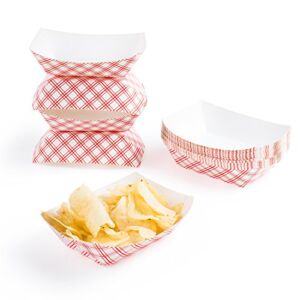 Disposable Paper Food Tray for Carnivals, Fairs, Festivals, and Picnics. Holds Nachos, Fries, Hot Corn Dogs, and More! – 2.5-Pound, 50-Pack