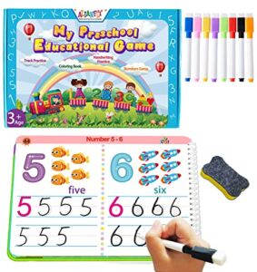 Preschool Learning Activities Educational Games – Toddler Prek Handwriting Practice Activity Writing Learning Toys Montessori Busy Book for Kids, Autism Learning Materials and Tracing Coloring Book